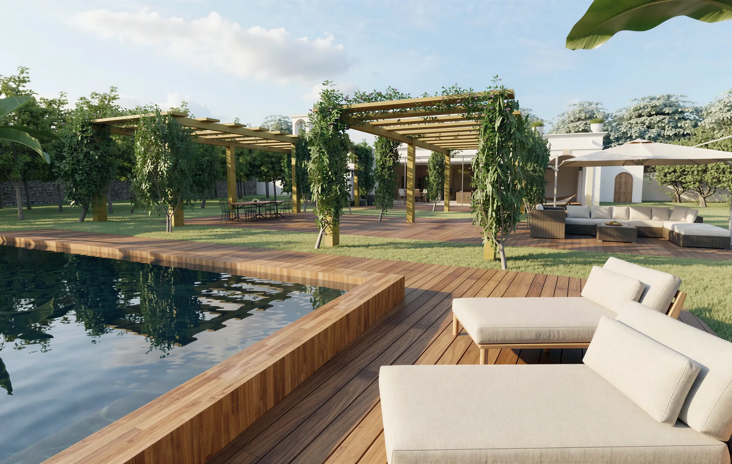 The Pool — Poolside & pergola walk